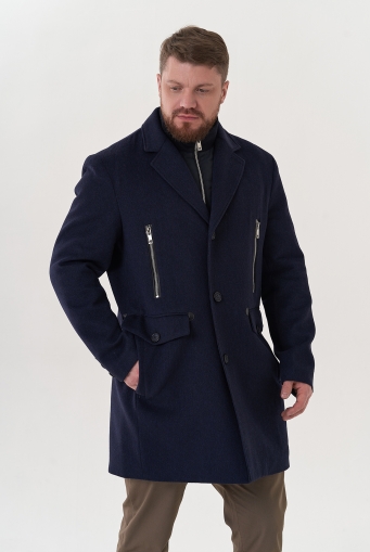Миниатюра фотографии Мужское пальто синего цвета
