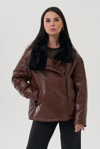 Миниатюра фотографии Утепленная куртка из натуральной кожи