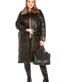Купить Женское кожаное пальто из натуральной кожи с воротником, отделка норка в каталоге