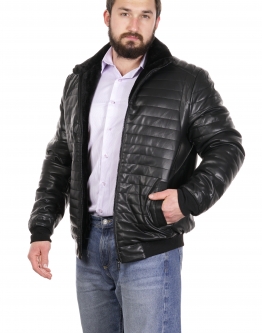 Купить Мужская кожаная куртка из эко-кожи с воротником, отделка искусственный мех в каталоге