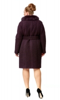Миниатюра фотографии Женское пальто из текстиля с воротником, отделка песец