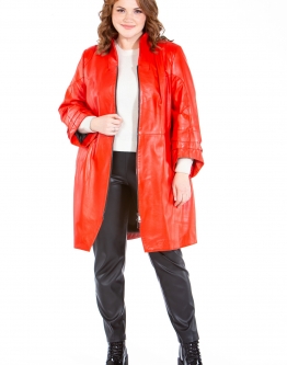 Купить Женское кожаное пальто из натуральной кожи с воротником в каталоге