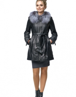 Купить Женское кожаное пальто из натуральной кожи с воротником, отделка блюфрост в каталоге