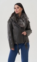 Миниатюра фотографии Куртка из натуральной кожи с отделкой из меха чернобурки