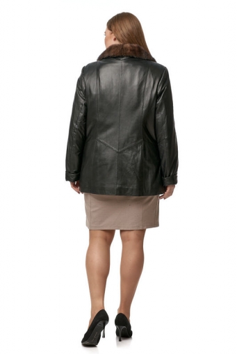 Миниатюра фотографии Женская кожаная куртка из натуральной кожи с воротником, отделка норка