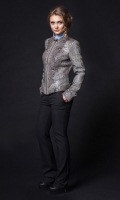 Миниатюра фотографии Женская кожаная куртка из натуральной кожи питона без воротника