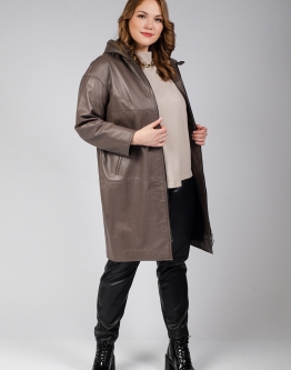 Купить Женское кожаное пальто из натуральной кожи с капюшоном в каталоге
