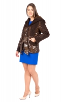 Миниатюра фотографии Женская кожаная куртка из натуральной кожи с капюшоном