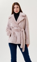 Миниатюра фотографии Женская куртка из искусственного меха с английским воротником 