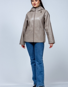 Купить Женская кожаная куртка из эко-кожи с капюшоном в каталоге