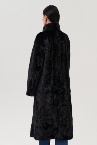 Миниатюра фотографии Шуба из меха норки черного цвета в роспуск