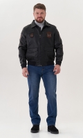 Миниатюра фотографии Мужская куртка из эко кожи черного цвета