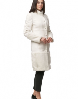 Купить Женское пальто из текстиля с воротником, отделка искусственный мех в каталоге