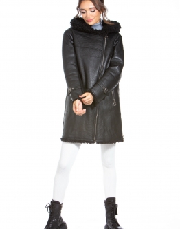 Купить Женская кожаная куртка из эко-кожи с капюшоном, отделка искусственный мех в каталоге
