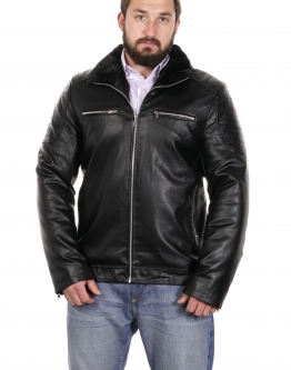 Купить Мужская кожаная куртка из эко-кожи с воротником, отделка искусственный мех в каталоге