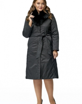 Купить Женское пальто из текстиля с воротником, отделка песец в каталоге