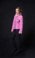 Миниатюра фотографии Женское пальто из текстиля с воротником, отделка искусственный мех