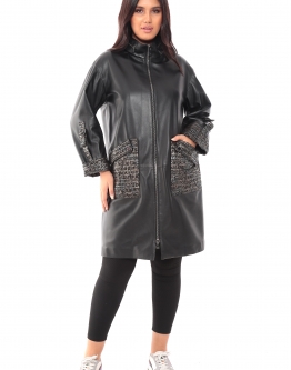 Купить Женское кожаное пальто из натуральной кожи с воротником в каталоге