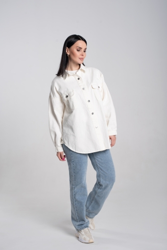 Миниатюра фотографии Куртка джинсовая  белого цвета 