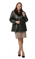 Миниатюра фотографии Женская кожаная куртка из натуральной кожи с воротником, отделка норка