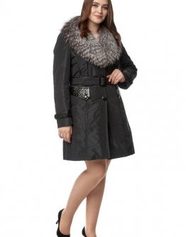Купить Женское пальто из текстиля с воротником, отделка лиса в каталоге