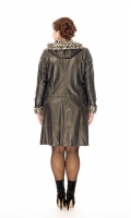 Миниатюра фотографии Женское кожаное пальто из натуральной кожи с воротником
