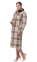 Миниатюра фотографии Женское пальто из текстиля с воротником, отделка хорек