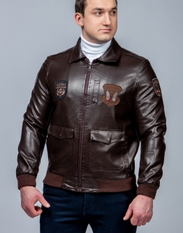 Купить Мужская кожаная куртка из эко-кожи с воротником в каталоге