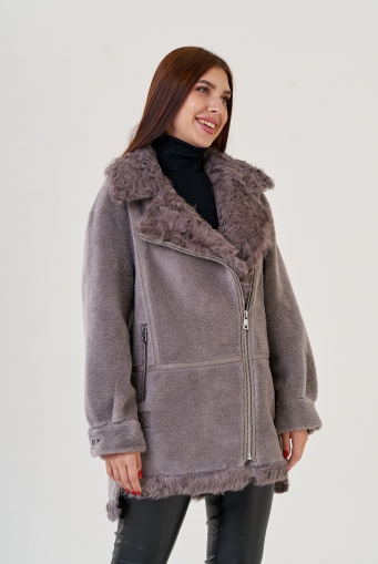 Миниатюра фотографии Женская куртка "косуха" из искусственного меха