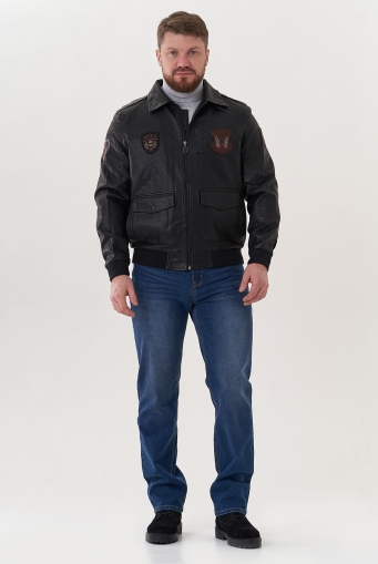 Миниатюра фотографии Мужская куртка из эко кожи черного цвета