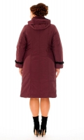 Миниатюра фотографии Женское пальто из текстиля с капюшоном, отделка норка
