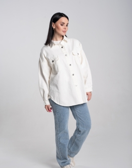 Купить Куртка джинсовая  белого цвета  в каталоге