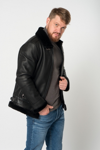 Миниатюра фотографии Дубленка пилот мужская на молнии 