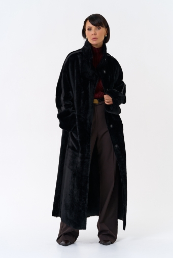 Миниатюра фотографии Женская двухсторонняя дубленка с воротником стойкой