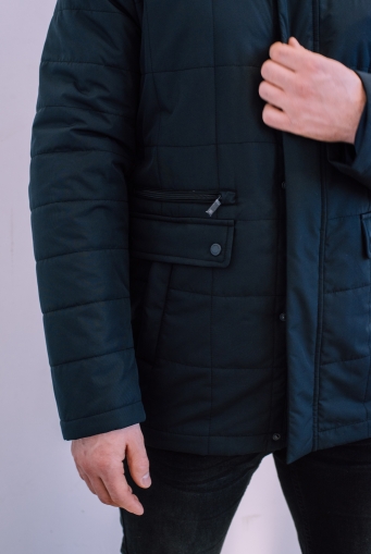 Миниатюра фотографии Куртка мужская утепленная синего цвета 
