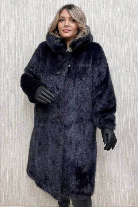 Купить Шуба из норки с капюшоном в каталоге