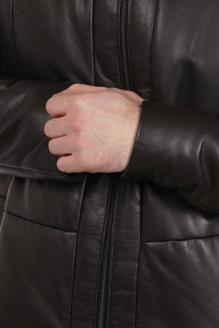 Купить Мужская кожаная куртка из натуральной кожи на меху с воротником в каталоге