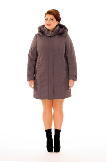 Купить Куртка женская из текстиля с капюшоном, отделка песец в каталоге