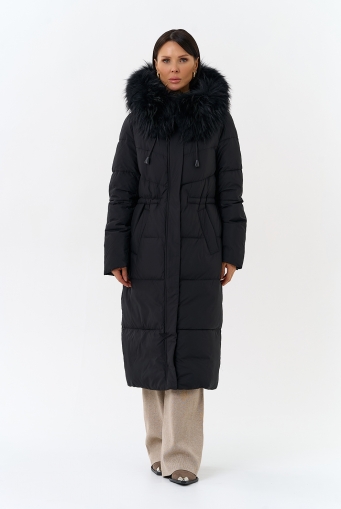Миниатюра фотографии Женский пуховик с капюшоном из меха чернобурки