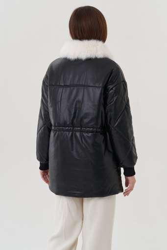 Миниатюра фотографии Куртка из искусственной кожи с отделкой из экомеха