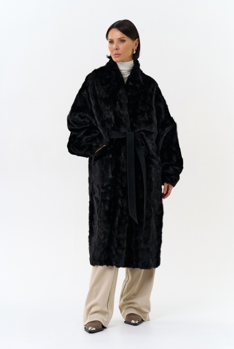 Миниатюра фотографии Шуба из меха норки с поясом