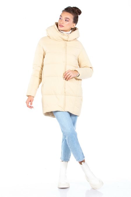 Купить Пуховик женский из текстиля с капюшоном в каталоге