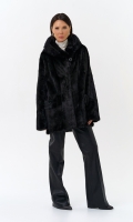 Миниатюра фотографии Шуба из меха норки с капюшоном