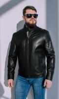 Миниатюра фотографии Куртка мужская из натуральной кожи с воротником стойкой 