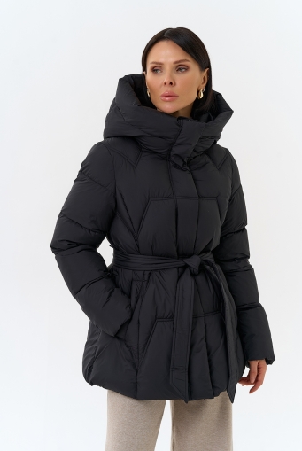 Миниатюра фотографии Женский пуховик с поясом