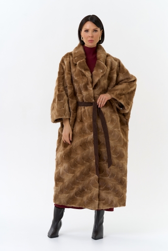 Миниатюра фотографии Шуба из меха норки с английским воротником