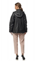 Миниатюра фотографии Женская кожаная куртка из натуральной кожи с капюшоном, отделка песец
