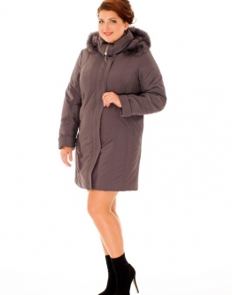 Купить Куртка женская из текстиля с капюшоном, отделка песец в каталоге