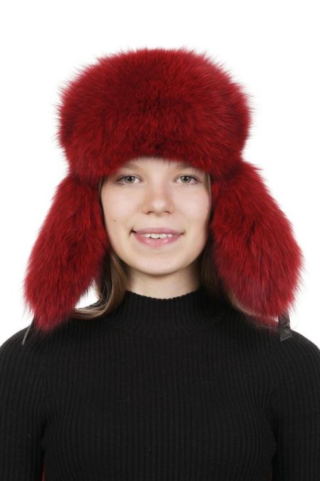 Купить Шапка женская из натуральной кожи с песцом в каталоге