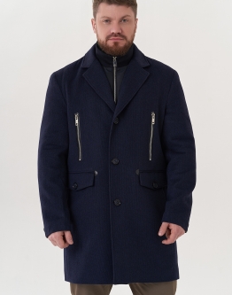 Купить Мужское пальто синего цвета в каталоге